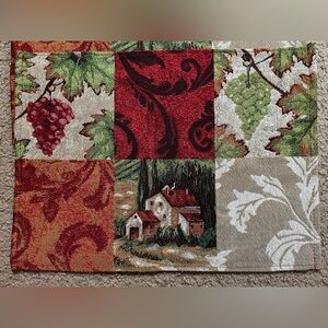 Vintage Elegant Tapestry Placemats Lot of 4 House 18"x13" Grape & Vineyard